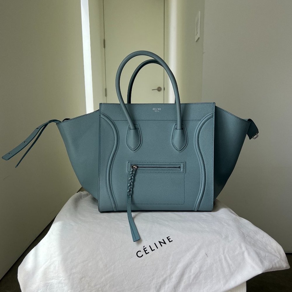Celine Medium Phantom Luggage tote in cloud blue